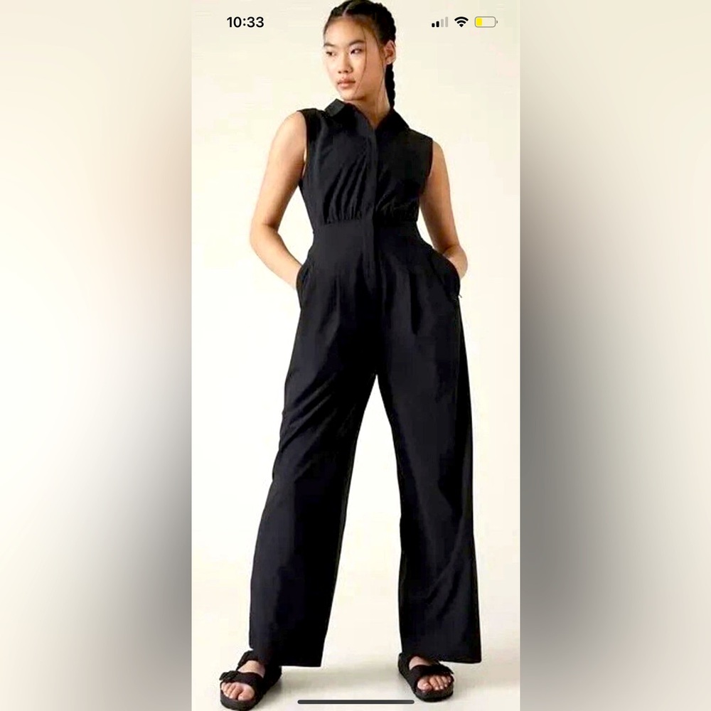 Athleta Black Jumpsuit Wide-Leg Sleeveless